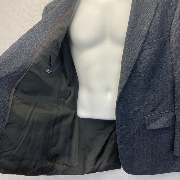 Lands' End 100% Lambswool Blazer Jacket Mens 42R Gray Herringbone Sport Coat EUC - Picture 15 of 16